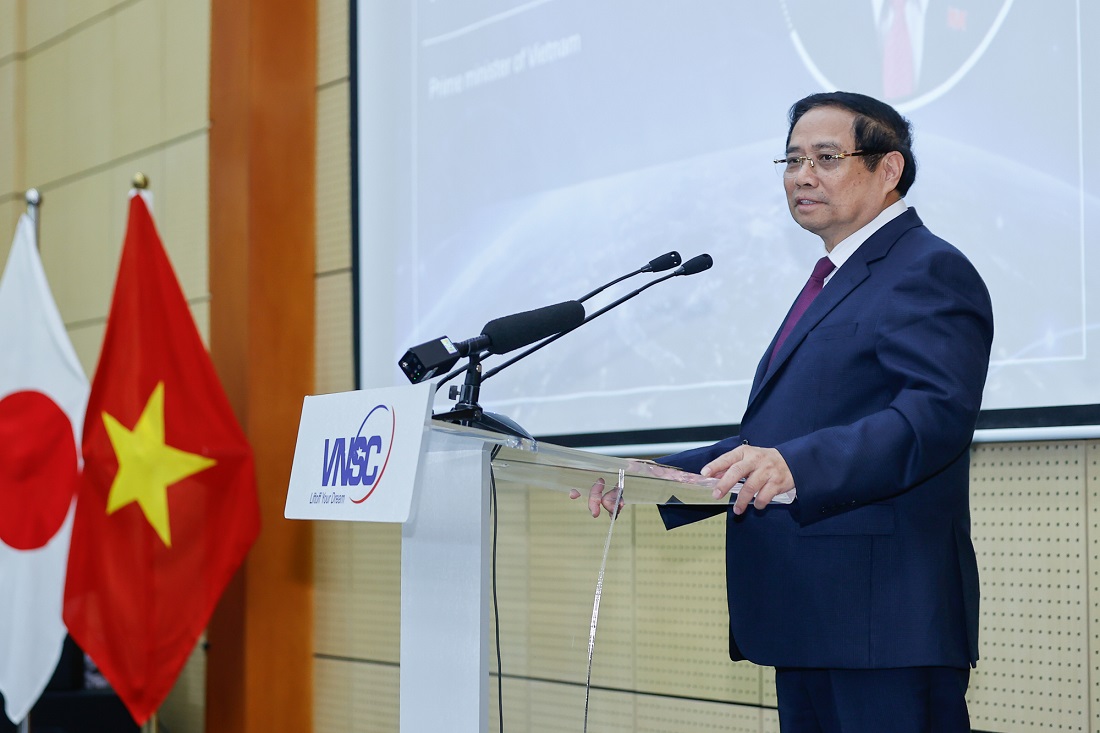 Thủ tướng Phạm Minh Chính phát biểu tại lễ khánh thành Trung tâm Vũ trụ Việt Nam